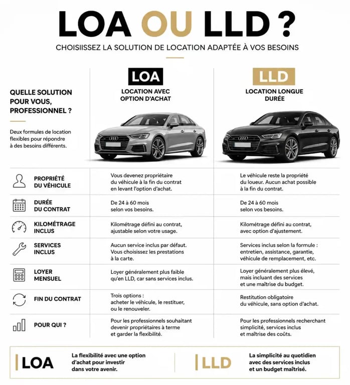 Comparatif LOA vs LLD pour leasing auto entreprise