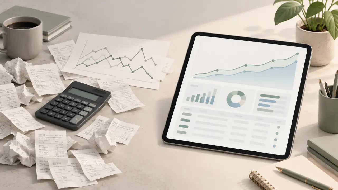 Tableau de pilotage financier montrant l’évolution d’un budget vers une trésorerie prévisible