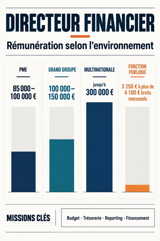 Infographie sur le directeur finances selon la taille de l’organisation et le niveau de rémunération