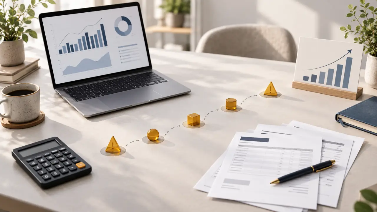 Dirigeant de petite entreprise analysant un tableau de trésorerie