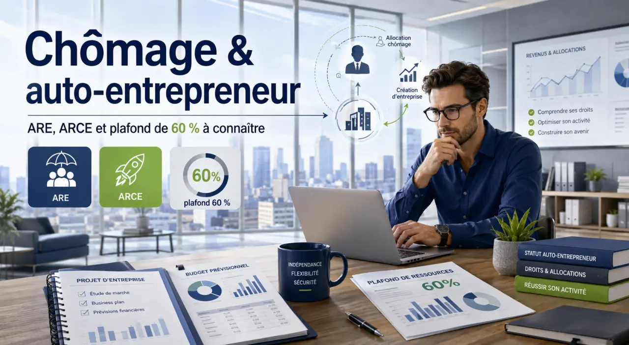 Chômage et auto-entrepreneur : ARE, ARCE et plafond de 60 % à connaître
