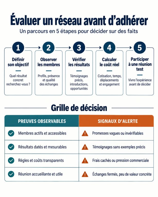 Méthode pour évaluer la qualité d'un réseau d'entrepreneurs avant adhésion
